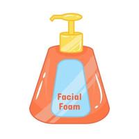Bottiglia di schiuma facciale per la cura della pelle a tema estivo vettore