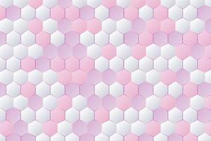 colore di forma esagonale sfumato rosa e viola chiaro in modo casuale. illustrazione astratta del fondo del favo di vista superiore vettore