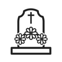 tomba con icona della linea di fiori vettore