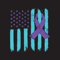 consapevolezza del suicidio design della maglietta vettoriale con bandiera americana in difficoltà