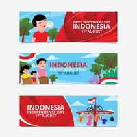 felice banner del giorno dell'indipendenza dell'indonesia vettore