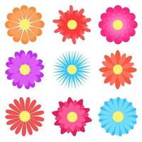 impostare semplici fiori estivi clipart illustrazione vettoriale