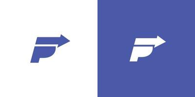 design del logo della direzione iniziale della lettera p unico e attraente vettore