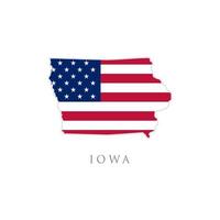 forma della mappa dello stato dell'Iowa con la bandiera americana. illustrazione vettoriale. può essere utilizzato per l'illustrazione del giorno dell'indipendenza, del nazionalismo e del patriottismo degli Stati Uniti d'America. design della bandiera degli Stati Uniti vettore