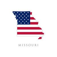 forma della mappa dello stato del Missouri con bandiera americana. illustrazione vettoriale. può essere utilizzato per l'illustrazione del giorno dell'indipendenza, del nazionalismo e del patriottismo degli Stati Uniti d'America. design della bandiera degli Stati Uniti vettore