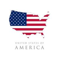 mappa a forma di america con bandiera americana. illustrazione vettoriale. può essere utilizzato per l'illustrazione del giorno dell'indipendenza, del nazionalismo e del patriottismo degli Stati Uniti d'America. design della bandiera degli Stati Uniti vettore