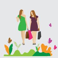 ragazze shopping giardino vettore