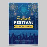 modello di poster del festival dei fuochi d'artificio vettore