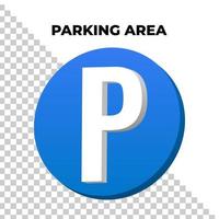 segno di parcheggio 3d rendering logo con sfondo blu