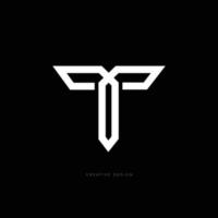 t lettera branding elegante logo design vettore