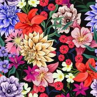 elegante motivo colorato senza cuciture con illustrazione di disegno floreale botanico vettore