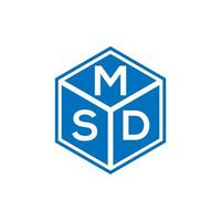 design del logo della lettera msd su sfondo nero. concetto di logo della lettera di iniziali creative msd. disegno della lettera msd. vettore