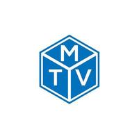 disegno del logo della lettera mtv su sfondo nero. concetto di logo della lettera di iniziali creative mtv. disegno della lettera mtv. vettore
