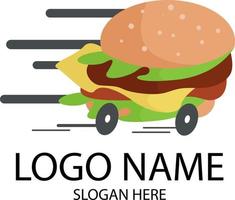 vettore semplice e minimalista del modello di progettazione del logo della mascotte del ristorante dell'hamburger del fast food