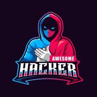 illustrazione della mascotte degli hacker per il logo di sport ed eSport vettore