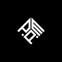 design del logo della lettera pmp su sfondo nero. concetto di logo della lettera di iniziali creative pmp. disegno della lettera pmp. vettore