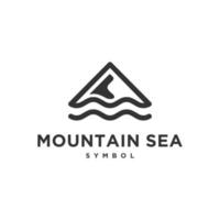 design vintage del logo del mare di montagna vettore