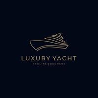 design minimalista del logo della nave da barca per yacht con stile artistico al tratto vettore