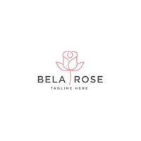 logo fiore rosa rosa con una linea, design in stile linea mono vettore