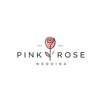 logo fiore rosa con una linea, modello di design in stile linea mono vettore