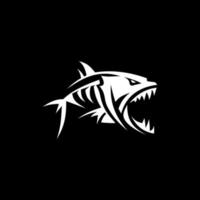 piranha. un'illustrazione di un logo di pesce piranha con denti aguzzi che simboleggiano la ferocia del pesce vettore