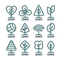 insieme della raccolta di logo del profilo degli alberi vettore