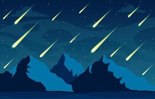 pioggia di meteoriti sullo sfondo del cielo vettore