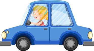 ragazza autista in un cartone animato per auto vettore