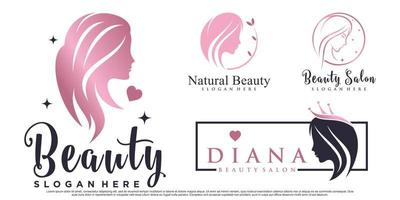 bellezza donne icona set logo design ispirazione per il salone con elemento creativo vettore premium
