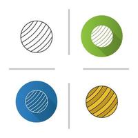 icona della palla fitness. design piatto, stili lineari e di colore. fitball. illustrazioni vettoriali isolate