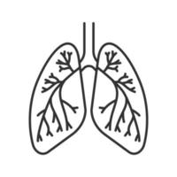 polmoni umani con icona lineare di bronchi e bronchioli. illustrazione al tratto sottile. anatomia del sistema respiratorio. simbolo di contorno. disegno di contorno isolato vettoriale