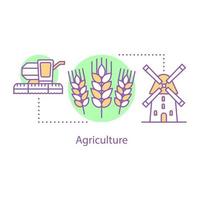 icona del concetto di agricoltura. raccolta. illustrazione della linea sottile dell'idea agricola. produzione di colture. disegno di contorno isolato vettoriale