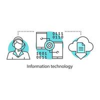 icona del concetto di tecnologia dell'informazione. illustrazione della linea sottile dell'idea dei servizi digitali. archiviazione web. disegno di contorno isolato vettoriale