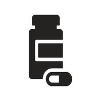 illustrazione dell'icona della bottiglia di medicina della pillola. vettore