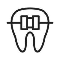 dente con icona della linea di parentesi graffe vettore