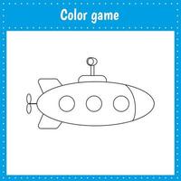 pagina da colorare di un sottomarino vettore