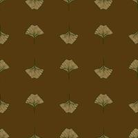 foglie incise senza cuciture ginkgo biloba. sfondo vintage botanico con fogliame in stile disegnato a mano. vettore