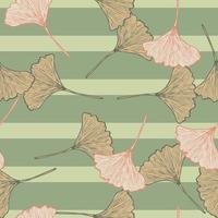 foglie incise senza cuciture ginkgo biloba. sfondo vintage botanico con fogliame in stile disegnato a mano. vettore