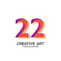 22 numeri logo design sfumato colorato vettore