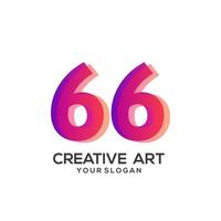 66 numeri logo design sfumato colorato vettore