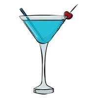 illustrazione vettoriale di bevanda cocktail blu ciliegia isolata