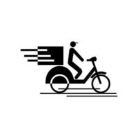 consegna con l'icona della motocicletta di guida dell'uomo. isolato su sfondo bianco. illustrazione vettoriale