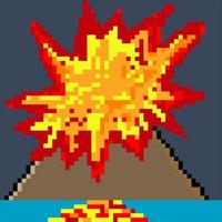 pixel art con montagna del vulcano. vettore