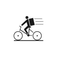 vettore icona consegna bicicletta. corriere in bici con borsone. isolato su sfondo bianco.