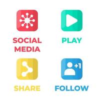 social media set design piatto vettoriale