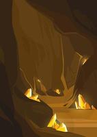 grotta con cristalli d'arancio. posizione sotterranea in formato verticale.