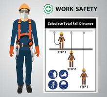 protezione anticaduta, prima sicurezza dei lavoratori edili, disegno vettoriale