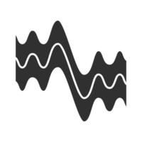 icona del glifo con linee ondulate fluide. simbolo della sagoma. onde sonore parallele fluide. onde sonore e sonore. forme d'onda organiche astratte. ampiezza di vibrazione. spazio negativo. illustrazione vettoriale isolato