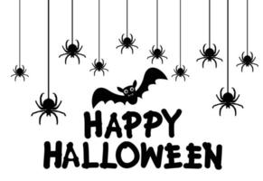 felice halloween, collezione di set di caratteri silhouette, zucche e pipistrelli volanti illustrazione vettoriale