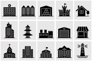 modello di simbolo dell'icona del set di edifici per l'illustrazione vettoriale del logo della raccolta di grafica e web design